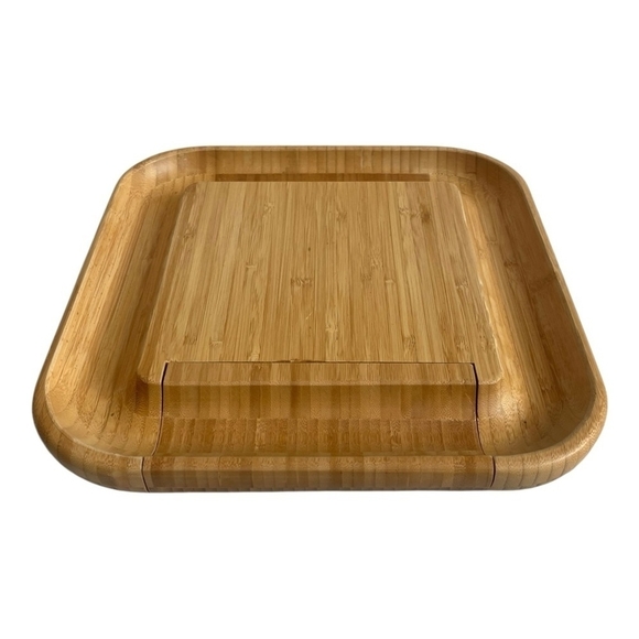 NIB Bamboo Cheese Board with Cutlery Set Wood Charcuterie Platter Serving Tray - Picture 5 of 7
